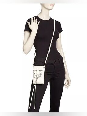 Tory Burch Miller Leather Smartphone Crossbody Bag Pouch in White